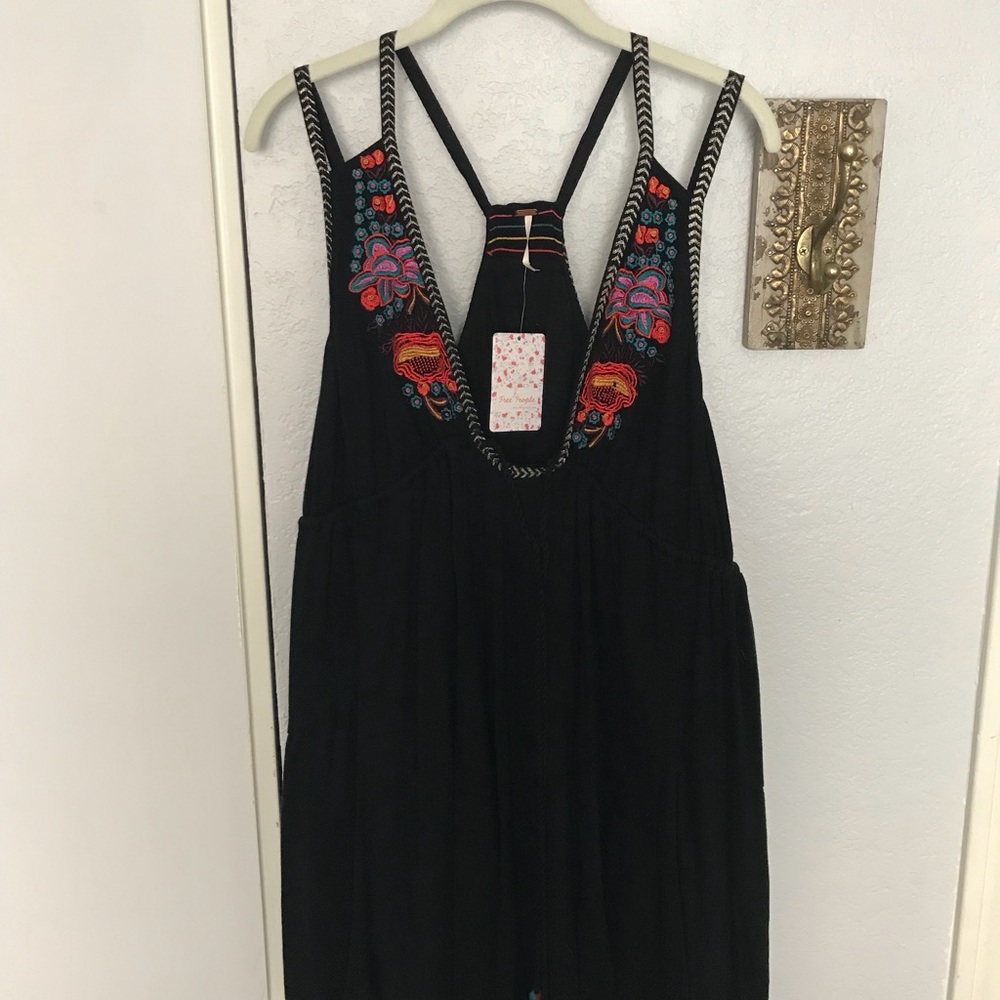 Free People embroidered black dress